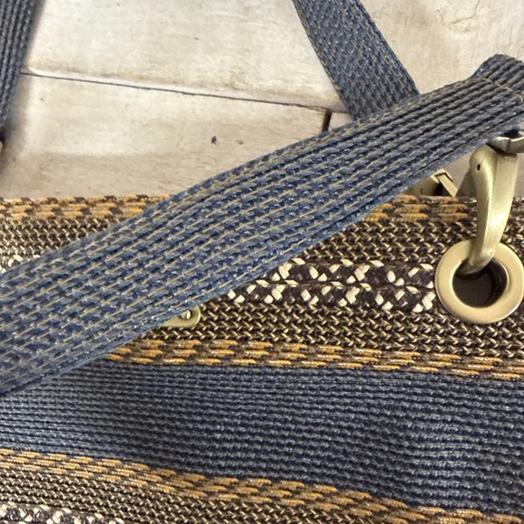 Eric Javits Multicolored Striped Woven Squishee Shoulder Bag Tote Purse - Picture 5 of 11